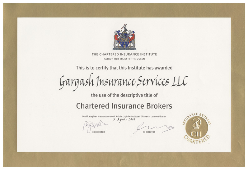 Certificate from CII (Chartered Insurance Institute)